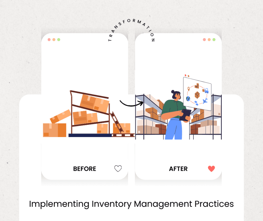 a comparison using icons of effects after implementing a inventory management software