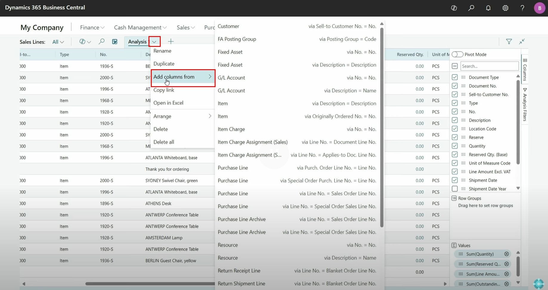 inserting fields in Microsoft D365 BC
