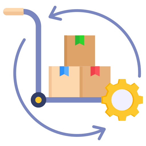 Dynamics 365 for Finance and Operations 10 supply chain management with indication of boxes and automation setting