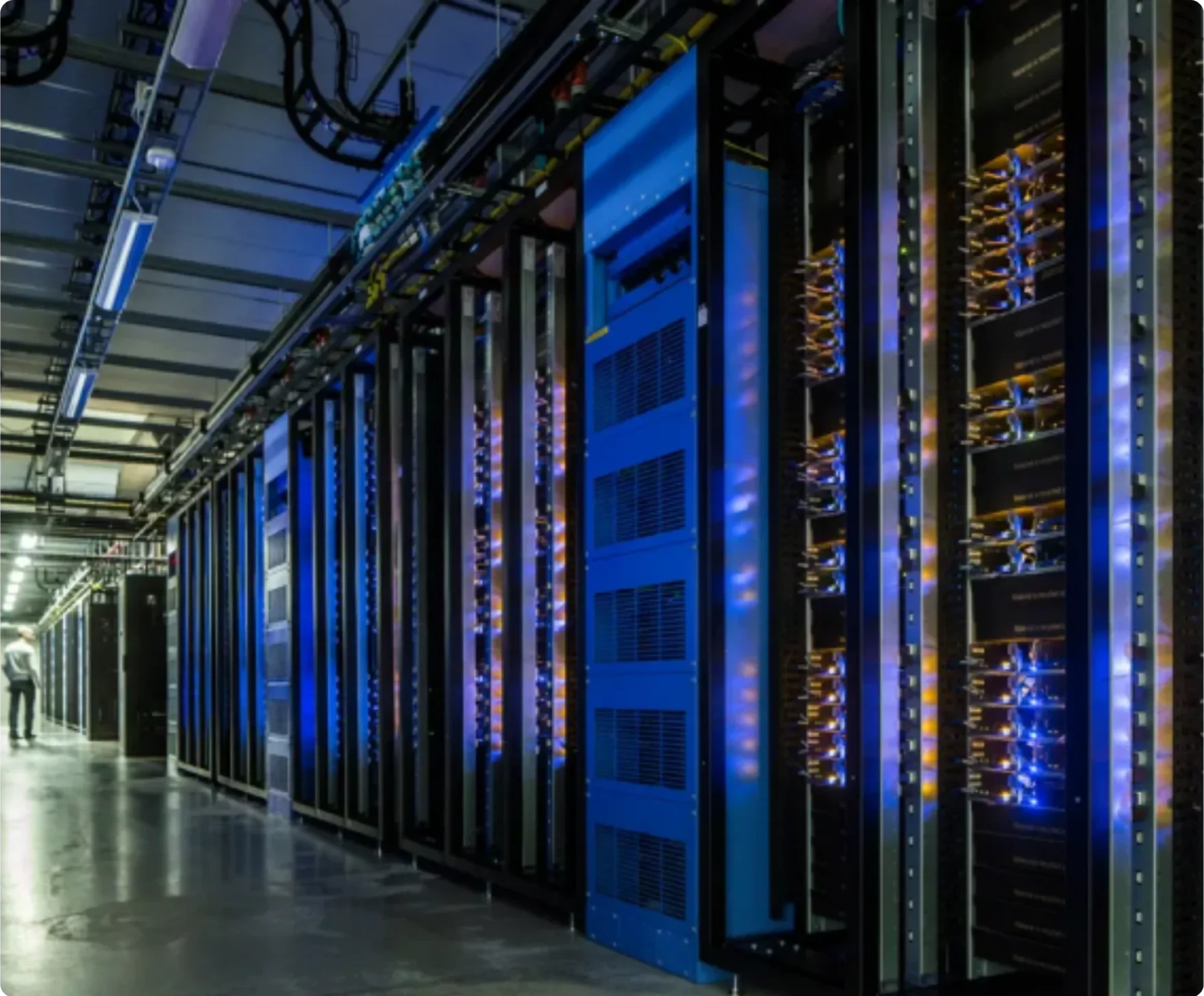 Server racks inside Gulf Data Hub data center used in a Dynamics 365 implementation case study