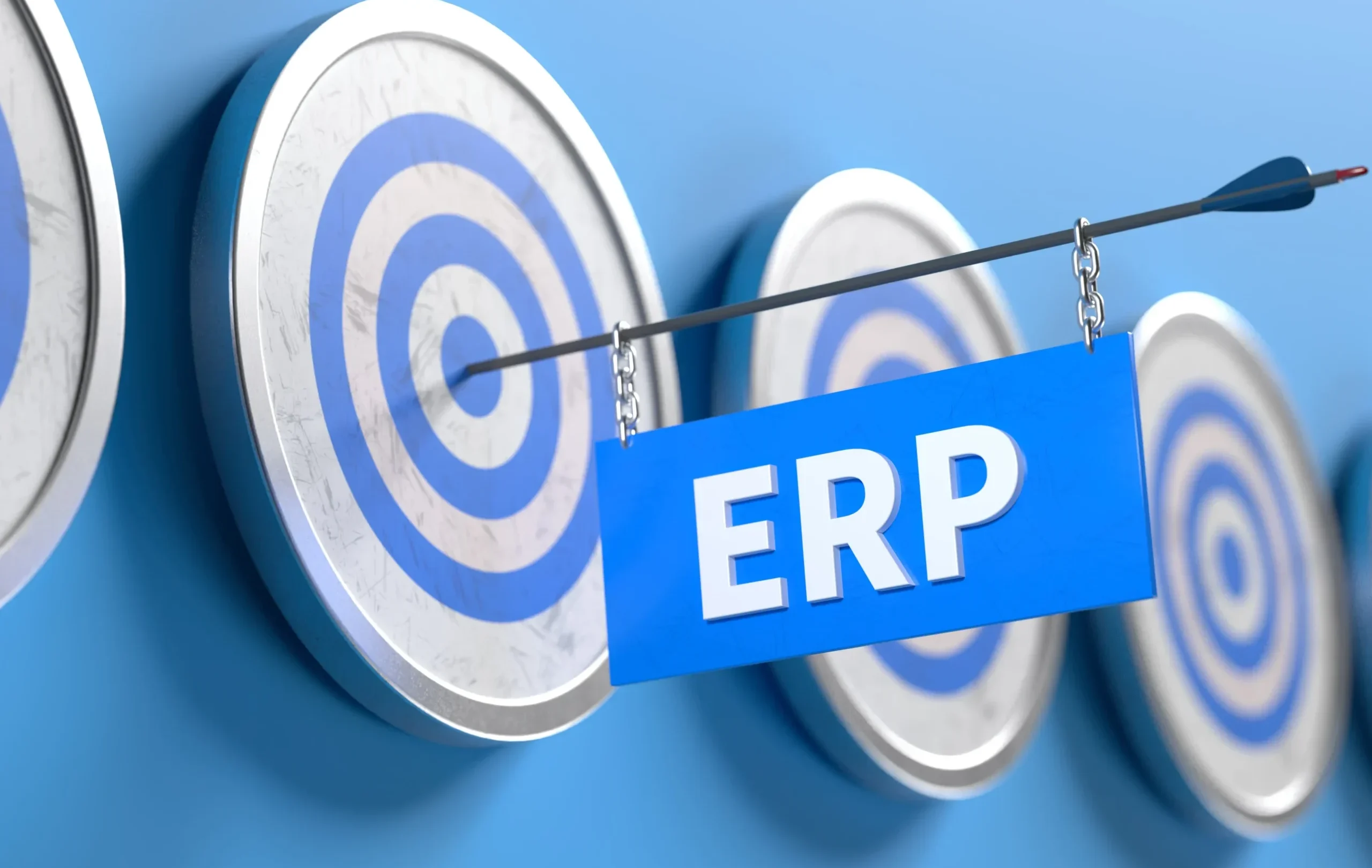 ERP target graphic illustrating Microsoft Power Platform for business automation, low-code app development, and data analytics.